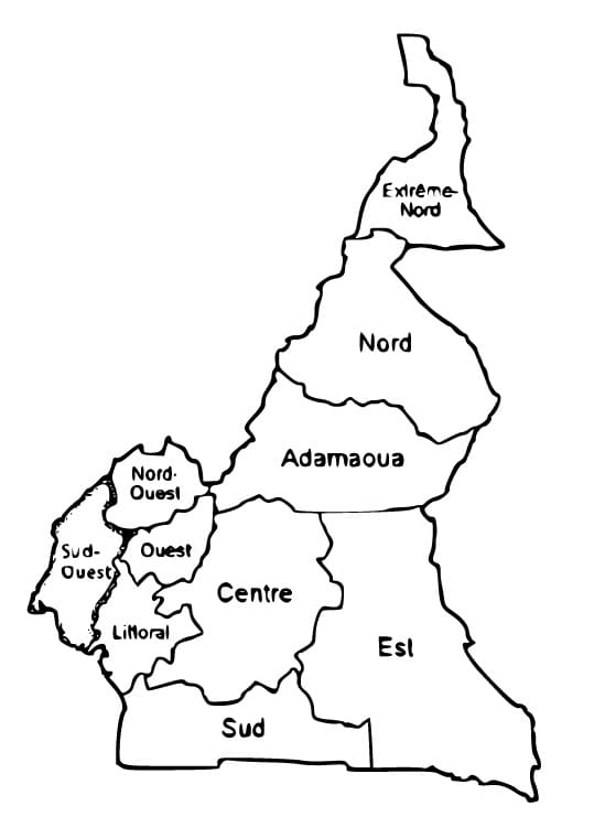 Carte du Cameroun — 10 régions